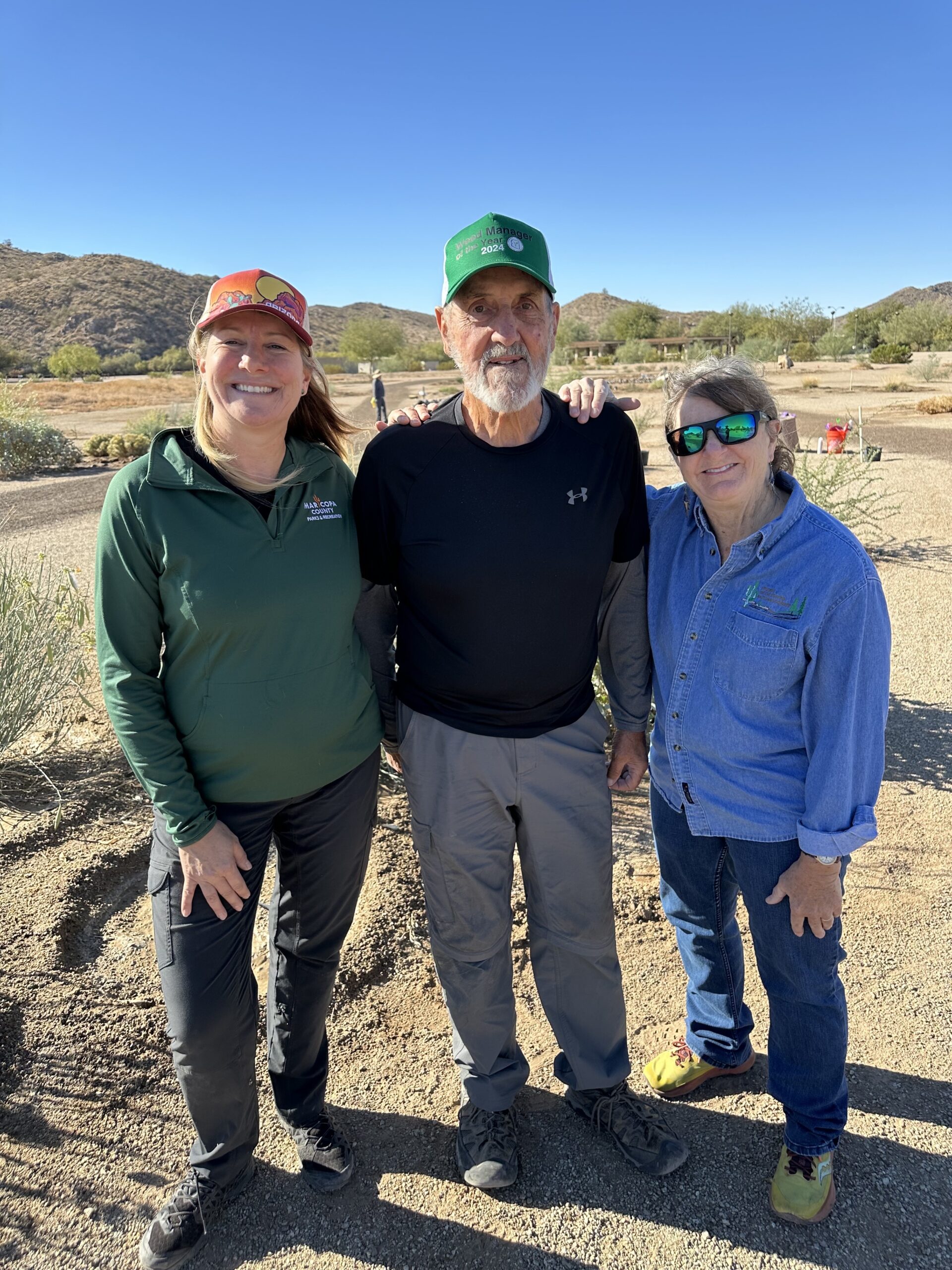 2024 SWVMA Weed Manager of the Year Don Pike (2) three people standing outside in the desert on a clear day